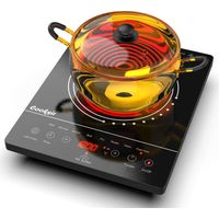 Plaque vitrocéramique portable 2000W – 1 feu 28cm – Chaleur infrarouge – Minuterie 4h – Sécurité enfant – Indicateur de chaleur résiduelle