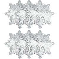 Weihnachtliche Tischsets aus Metallic-Vinyl mit ausgestanztem Design, 6er-Set, silbernes Schneeflockenmuster