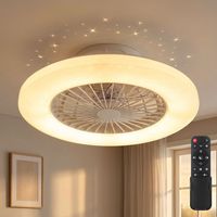 Ventilatore da soffitto con telecomando Plafoniera con ventilatore Lampada ventilatore dimmerabile, timer CCT effetto stella, LED 30W 1800lm 3000-6500K, D 50 cm