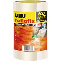 UHU Nastro adesivo da imballaggio di alta qualità Rollafix Classic trasparente, 3 x 50 m