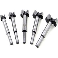 Drill Bit Set 15 35mm 5pcs, Carbide Wood Drill Bit High Speed Steel Flat Wing Hinge Hole Drilling Cemented Carbide Carbon Counterdrill Drill Bit with Blister Pack