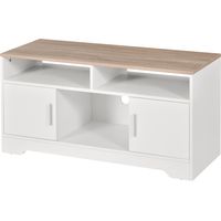 Meuble TV Mesa 105x40x52 cm Blanc avec étagères ouvertes, grand espace de rangement