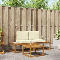 Ensemble de canapés d'extérieur avec coussin 3 pcs Naturel