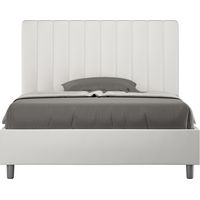Letto matrimoniale francese contenitore imbottito 140x190 similpelle bianco Agueda