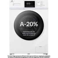 Continental Edison – Lave-linge hublot 12kg – Moteur induction silencieux – Essorage 1400 trs/min – Classe A – Blanc