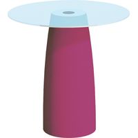 Couchtisch Break Cromia aus Harz mit Glasplatte für den Außenbereich "Made in Italy" Einfarbig Ø 70 cm -Violett / 90 cm