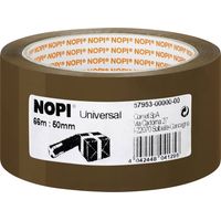 NOPI Nastro Adesivo per Pacchi, Per imballaggi e sigillature, Resistente all'invecchiamento e allo strappo, Extra forte e privo di solventi, Colore: Marrone, 66 m x 50 mm