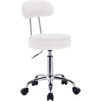 WOLTU Faux Leather Gas Lift Swivel chair stool Swivel Working chair with Back White