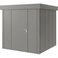 Hörmann Metall-Gerätehaus "Juno" mit Flachdach, JFD5 - Design, 214 x 214 cm (B x T), graualuminium, 1-flüglige Tür, Anschlag links