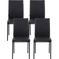 Sillas de comedor respaldo alto cuero sintético patas acero negro pack 4