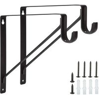 Set of 2 shelf brackets, 150 kg capacity, fixed 90-degree metal hook, sturdy triangular support for floating closet rod