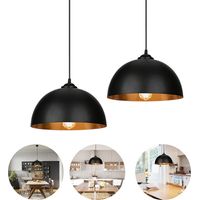 Randaco Lot de 2 Suspensions Vintage Ø30cm, Lustre Industriel Noir/Bronze en Métal Hauteur Réglable, Lampe de Plafond Rétro avec Douille E27 pour Salon Salle à Manger (Sans Ampoule)