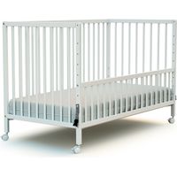 Lit cododo en hêtre massif 60 x 120 cm – 5 hauteurs sommier réglables – 4 roulettes avec frein – Barrière interchangeable – Webaby