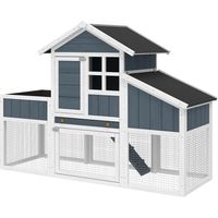 Pollaio in legno con area aperta e nido 161,5x62,5x115cm Grigio