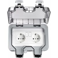 Enchufes impermeables para exteriores, Enchufe eléctrico doble para exteriores IP66, Enchufes de pared impermeables de 2 bandas con cubiertas,
