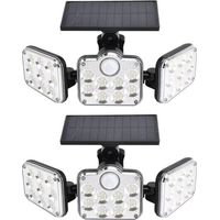 2 Pack 138 LEDs 2200lm Solar Flood Lights Outdoor with Remote Control IP65 Waterproof 3 Adjustable Heads 270° Wide Angle Wireless Security Light for Garage Patio Porch Garden