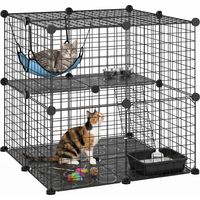 PawHut Indoor Cat Cage with DIY Customizable Design 70 cm Black