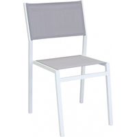 Sedia impilabile senza braccioli da esterno con struttura in alluminio e schienale in textilene Avana - White