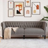 Canapé-Sofa Chesterfield 3 places taupe tissu