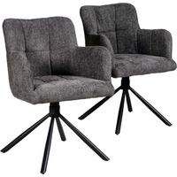 Lot de 2 chaises pivotantes de salle à manger MILA/ Gris foncé/