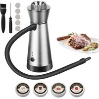 Pistolet À Fumée, Pistolet À Fumer, Cocktail Smoker Portable Fumeur Infuseur De Fumée Générateur De Fumée Froide Avec 4 Paquets De Copeaux De Bois Pour Barbecue, Cocktail, Boisson, Viande, argenté