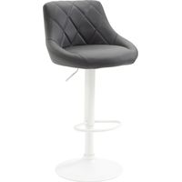 Sgabello da bar girevole in materiale sintetico grigio con cuciture decorative poggiapiedi in metallo bianco TDB10592