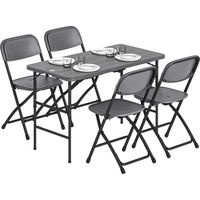 Conjunto de Mesa y Sillas Jardín con Mesa Plegable Ajustable de 55 a 74 cm y 4 Sillas Plegables para Terraza Gris
