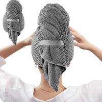 1 serviette pour cheveux en microfibre, serviette pour cheveux, turban avec bouton, turban pour cheveux