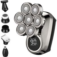 Rasoir électrique 6 en 1 amélioré pour hommes chauves, tondeuse à cheveux en acier inoxydable avec lumière LED et port de chargement USB