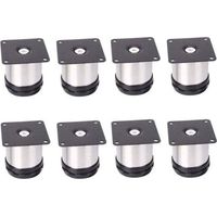 8 Pieds De Meubles RéGlables En Acier Inoxydable,Réglables 50 mm De Hauteur épaissir les pieds d'armoire Pieds de table Pieds de meubles,Acier inoxydable brossé,Hauteur réglable 0-15 mm