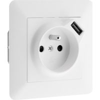 Zenitech – Prise 2P+T avec port USB 2,4A – Installation encastrée – Compatible avec tous types de boîtes – Certifiée NF