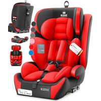 KIDIZ® Premium seggiolino auto gruppo 1+2+3, 9-36 kg Cintura di sicurezza a 5 punti Poggiatesta regolabile Rosso