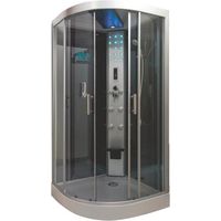 ONDEE ZEN - Cabine de douche hydromassante - SKADI - radio- Chromothérapie LED - 1/4C 100 cm - Noir