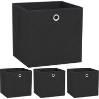 Vidaxl – Lot de 4 boîtes de rangement en tissu non tissé 32x32x32 cm – Couleur noire – Pliable avec œillet en métal