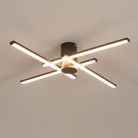 GOECO Lineare LED-Deckenleuchte aus Aluminium, 62 cm, 24 W, Schwarz, Warmweiß (3000 K), 4-fach geriffelte Struktur, für Wohnzimmer, Büro, moderne Küchen