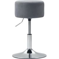 Taburete de Cocina Regulable en Altura 52-66 cm Tapizado en Pana Giratorio en 360° Gris