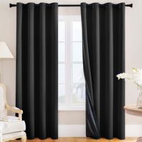 Rideaux occultants 2 pièces, rideaux occultants pour chambre, isolants thermiques, insonorisants et occultants,(noir,132 x160cm)