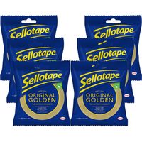 6x Sellotape Easy Tear, Extra Strong and Sticky Original Golden Tape, 24mm x 50m