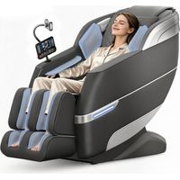 Fauteuil de massage 4D SL-Track, fonction chauffante pour les jambes et la taille, 8 coussins gonflables, commande vocale par IA et haut-parleurs Bluetooth, mode zéro gravité, gris foncé