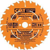 CMT – Lame de scie circulaire 165mm – Alésage 20mm – 24 dents – Ultra-ITK pour bois dur – Coupe nette sans éclat