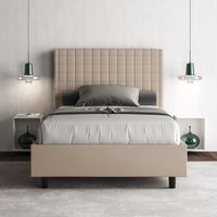 Letto una piazza e mezza contenitore imbottito 120x210 similpelle tortora Sunny