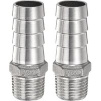CCYKXA2Pcs Inox Acier Tuyau Cannelé Raccord 0,8" (20mm) Cannelé x g 1/2" Mâle Tuyau Raccord Air Tuyau Cannelé Raccords Coupleur