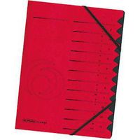 Ordnungsmappe Qualitiy DIN A4 355g/m² Karton Farbe: rot Farbe des Fächerblocks: schwarz 12 Fächer