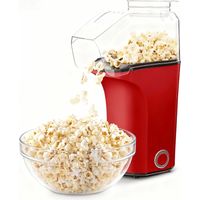 Popcorn Maker - 16 Cups Capacity - Hot Air Popcorn Machine - For Home Kitchen Dorm RV Use - Red