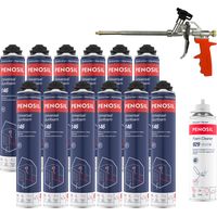 Penosil – Pack de 12 mousses polyuréthane expansive 700ml – Pistolet ergonomique – Nettoyant mousse PU – Isolation thermique et acoustique