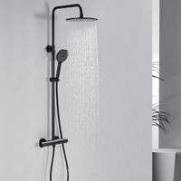 AURALUM MAX Colonne de Douche avec Mitigeur Thermostatique 38°C - Colonne de douche thermostatique noire - Douchette à Main 3 Fonctions + Grande Douche Pluie 25 cm - Réglable en Hauteur