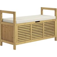 Panca scarpiera a doghe design a ribalta legno bambù 100x40x60 cm