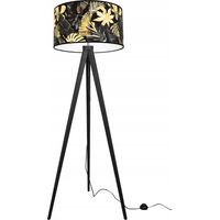 Lampadaire trépied avec abat-jour et fleurs dorées LED