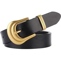 Ceinture pour femme, ceinture western, boucle argentée et dorée, ceinture en cuir noir, ceinture pour pantalon et jeans.