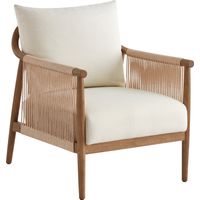 Fauteuil – Style bohème – Accoudoirs en bois massif – Modèle moderne – Pour salon et chambre